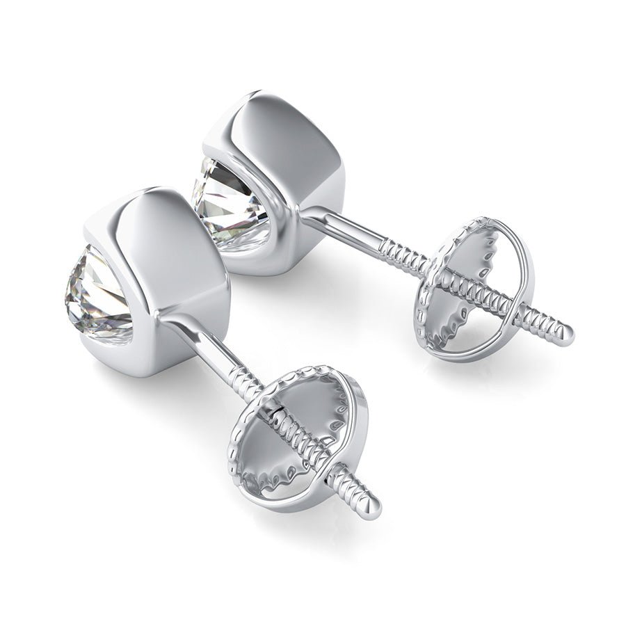 Half Bezel Stud Earrings - Jewelry Exchange Center