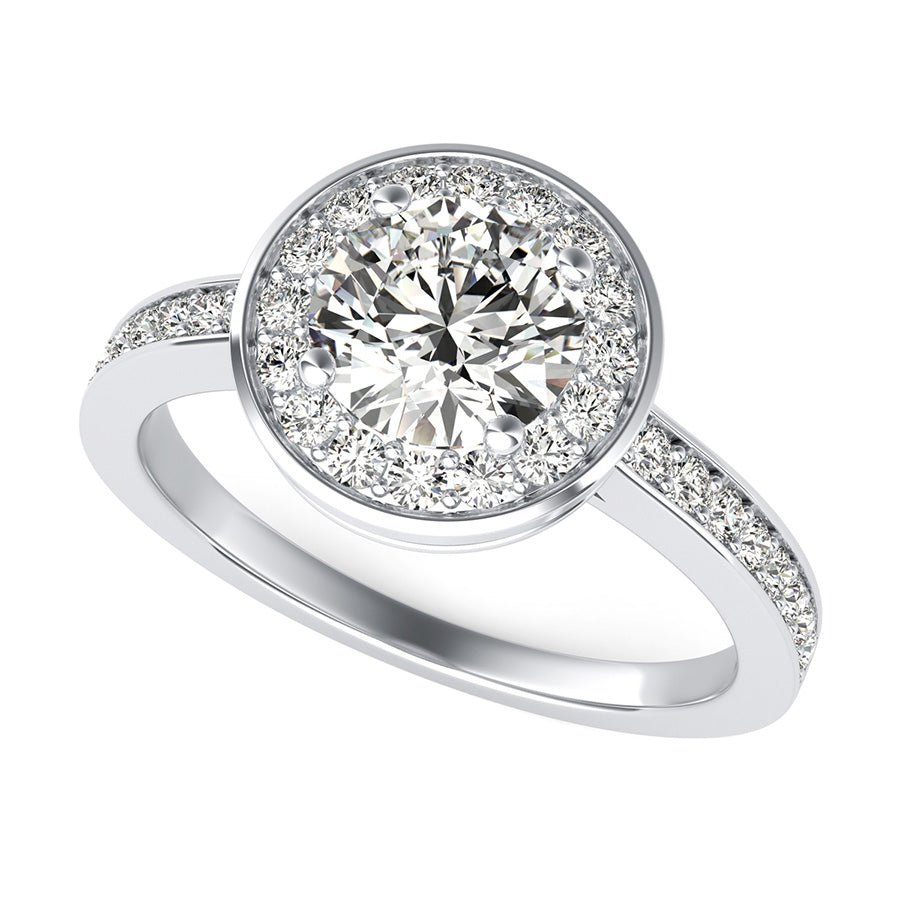 Classic Low Setting Halo Pave Engagement Ring - Jewelry Exchange Center