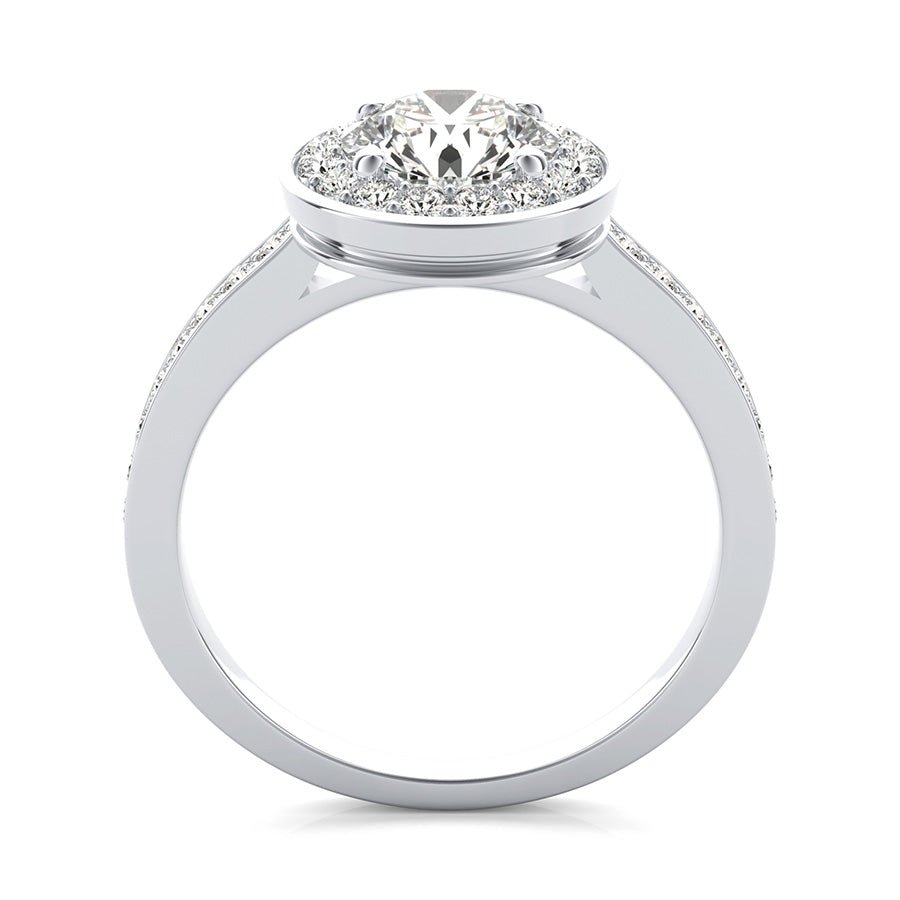 Classic Low Setting Halo Pave Engagement Ring - Jewelry Exchange Center