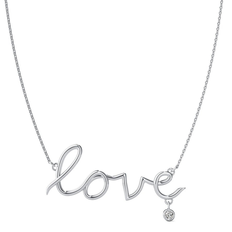 "Love" Pendant With Bezel Set Stone - Jewelry Exchange Center