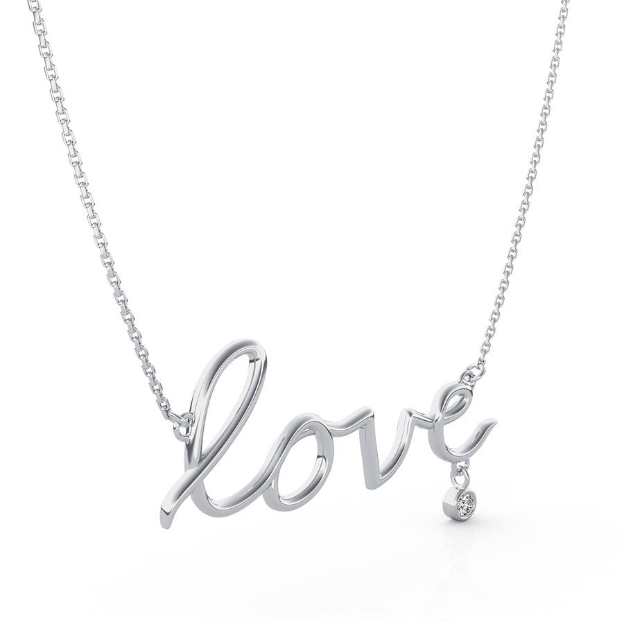"Love" Pendant With Bezel Set Stone - Jewelry Exchange Center