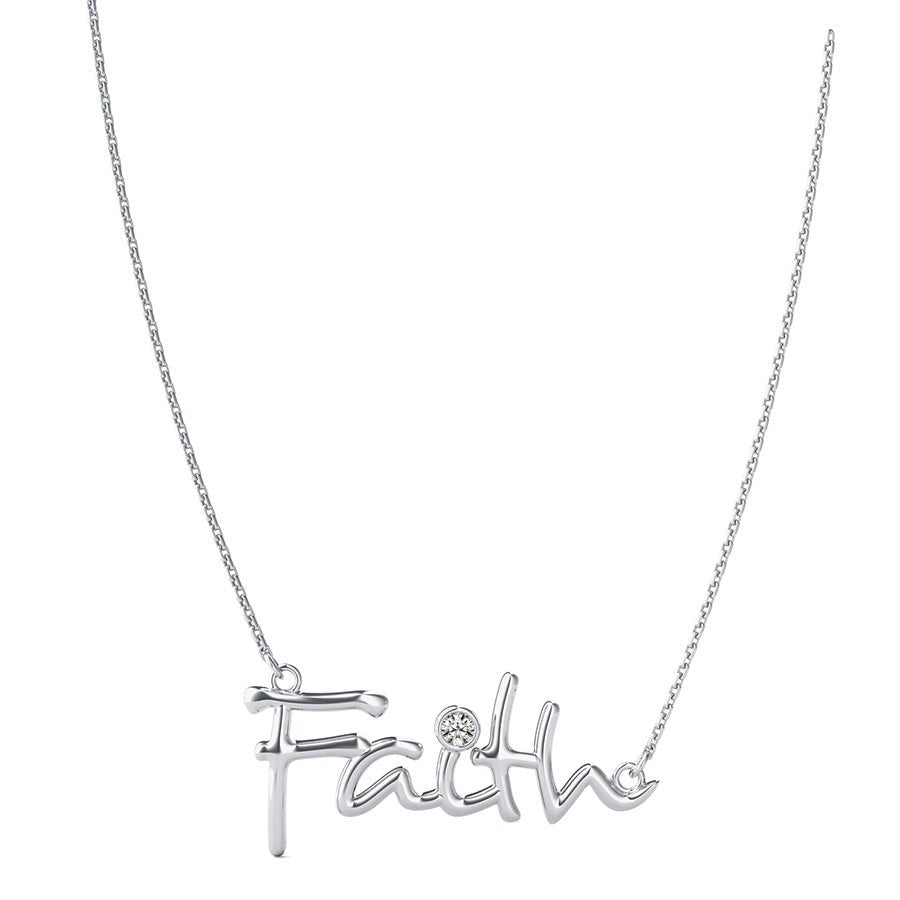"Faith" Pendant With Bezel Set Stone - Jewelry Exchange Center