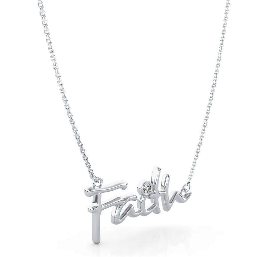 "Faith" Pendant With Bezel Set Stone - Jewelry Exchange Center