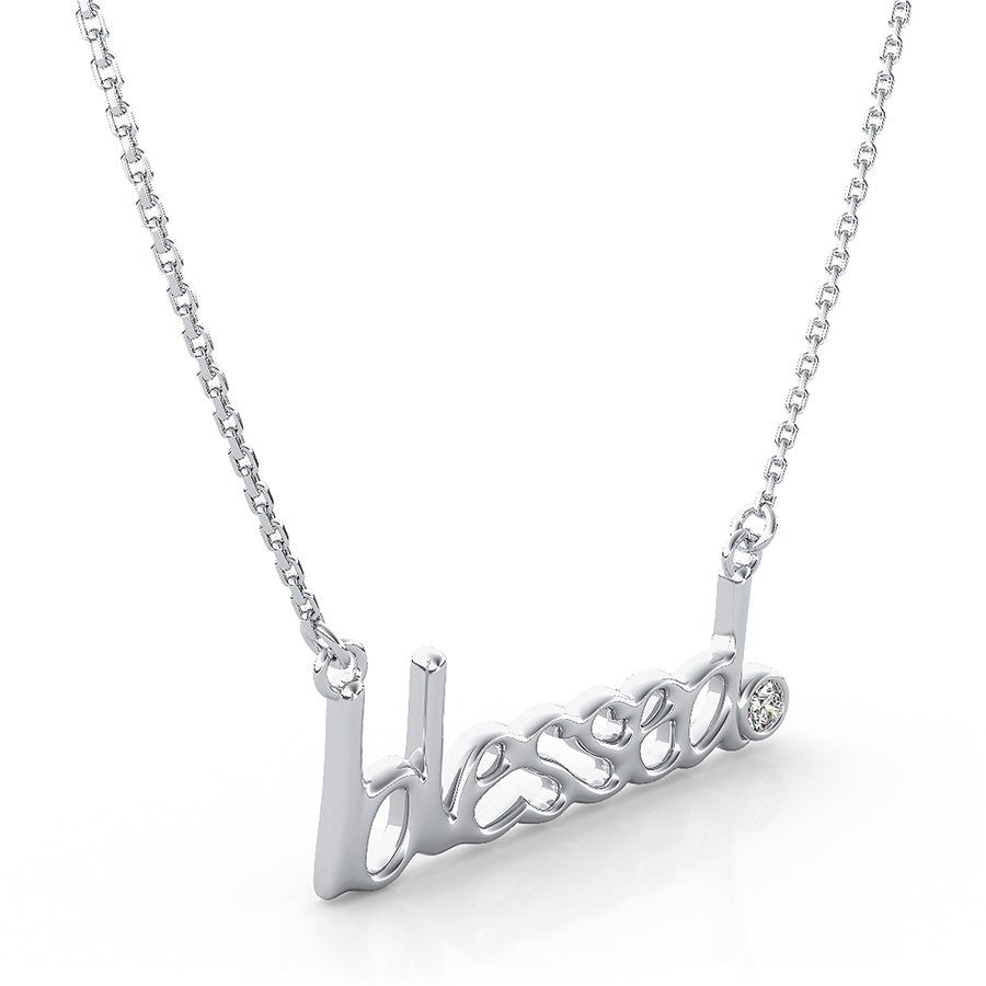 "Blessed" Pendant With Bezel Set Stone - Jewelry Exchange Center