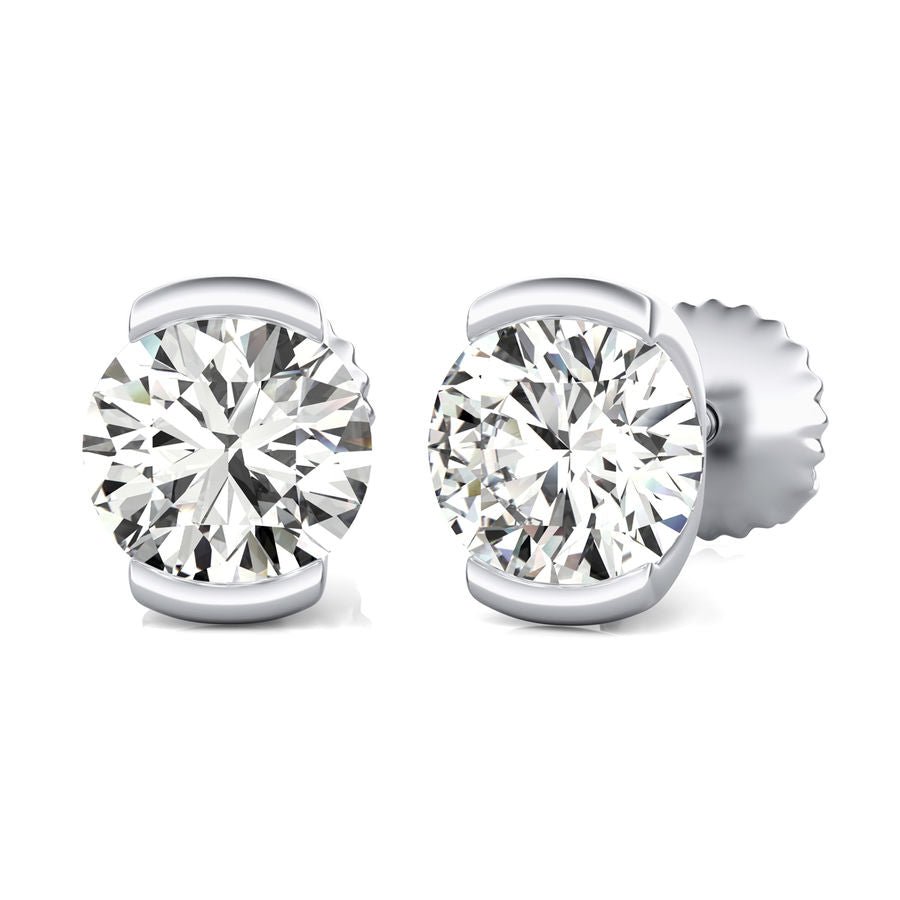 Half Bezel Stud Earrings - Jewelry Exchange Center