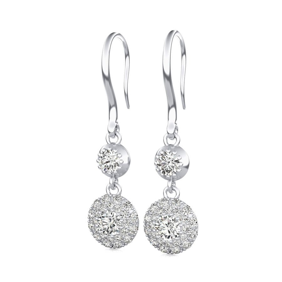 Micro Pave Dangle Halo Earrings - Jewelry Exchange Center