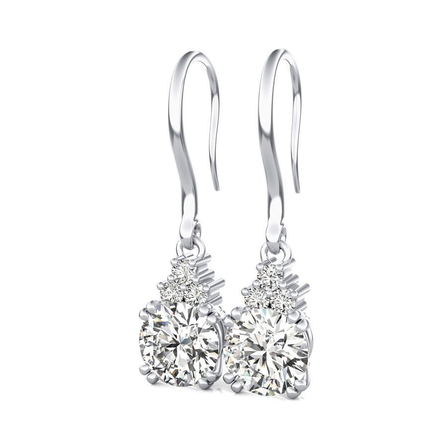 Leverback Solitaire Earrings With Three Stones - Jewelry Exchange Center