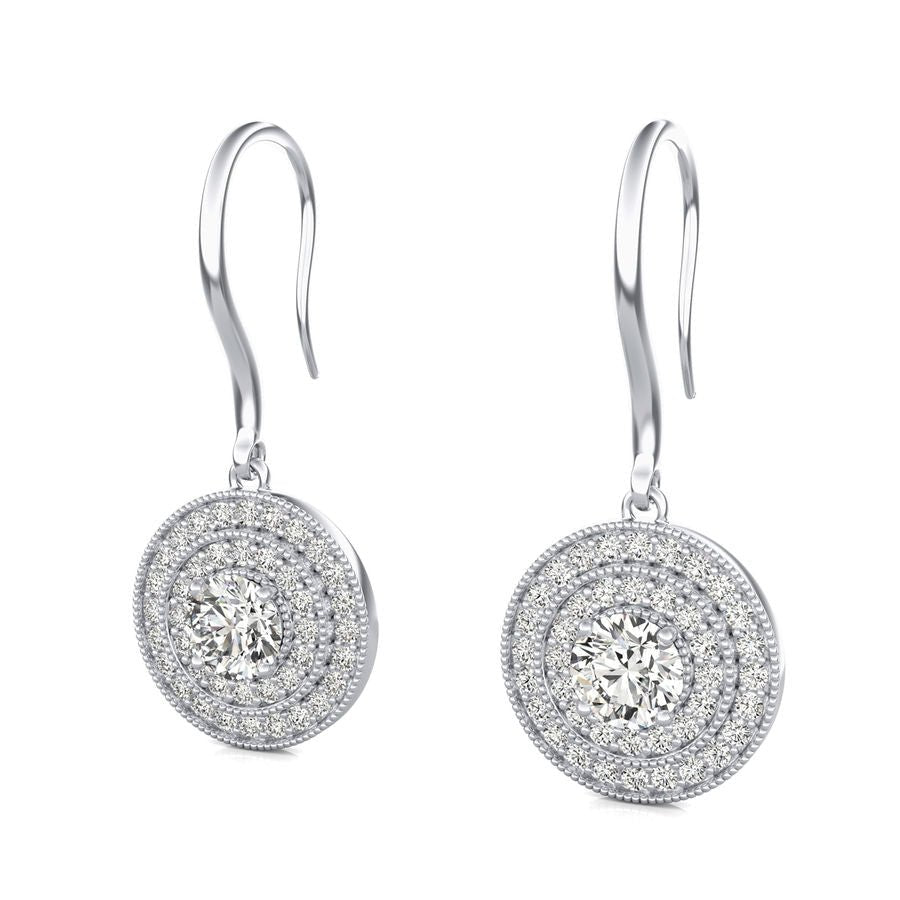 Double Halo Lever Back Earrings - Jewelry Exchange Center