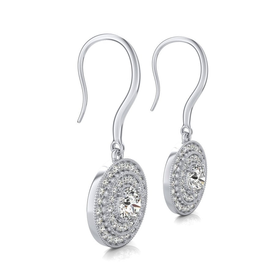 Double Halo Lever Back Earrings - Jewelry Exchange Center