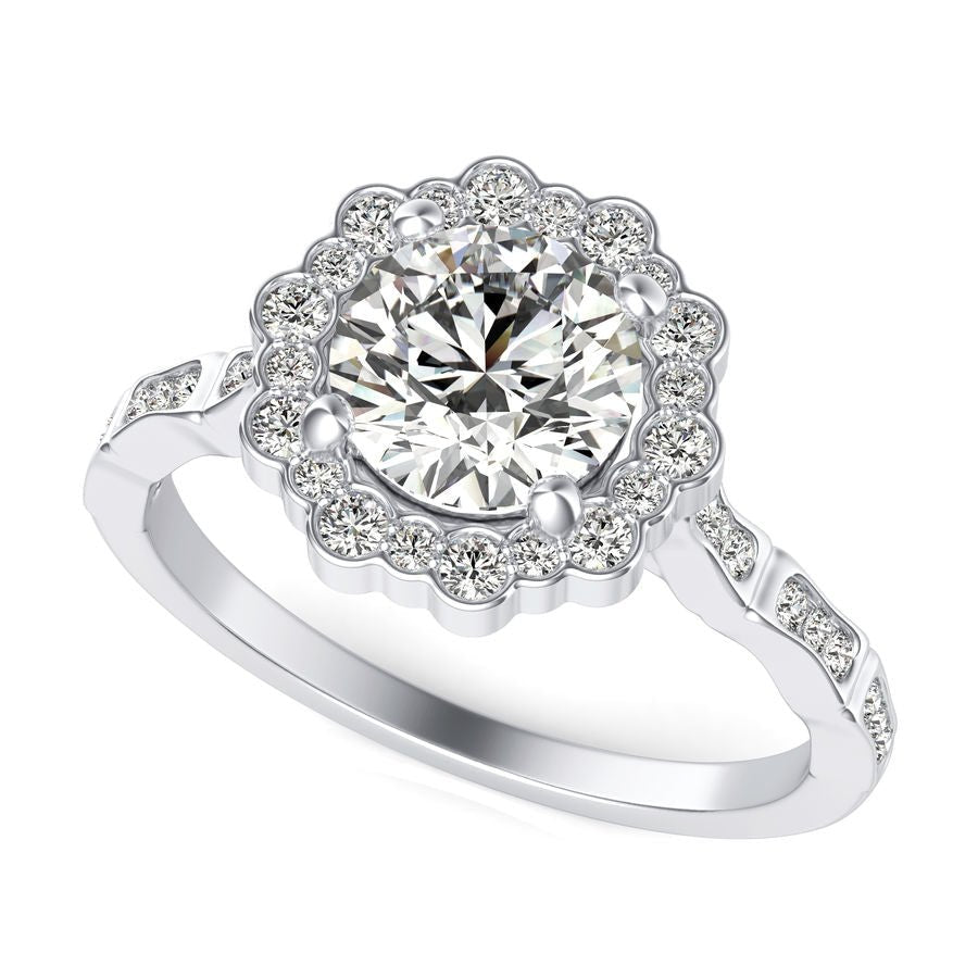Bezel Halo Engagement Ring - Jewelry Exchange Center