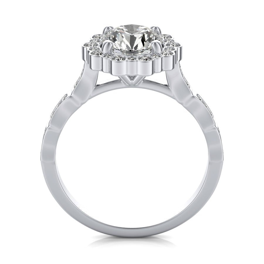 Bezel Halo Engagement Ring - Jewelry Exchange Center