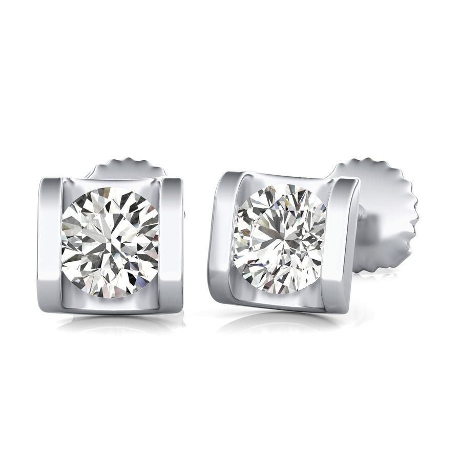 Half Bezel Stud Earrings - Jewelry Exchange Center