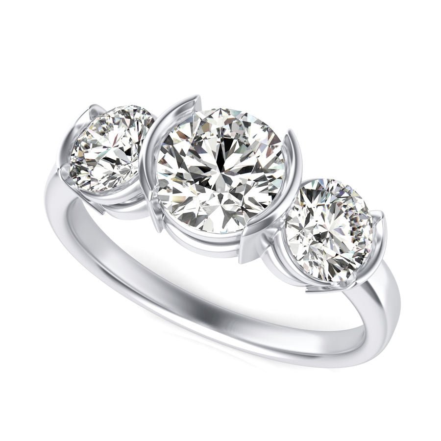 Three Stone Engagement Ring - Jewelry Exchange Center