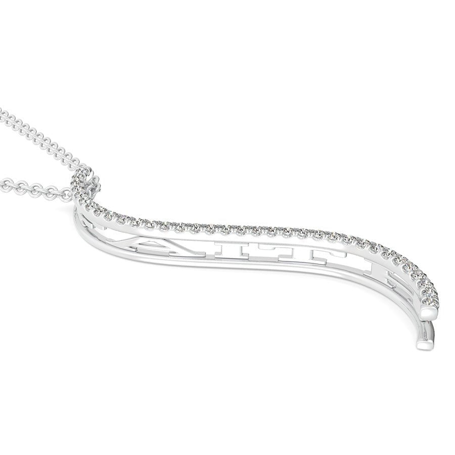 "FAITH" S - Curved Drop Bar Pendant - Jewelry Exchange Center