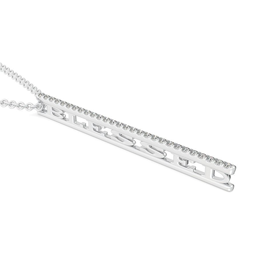 "BLESSED" Drop Bar Pendant - Custom Builder - SKU 2ddd16 - Jewelry Exchange Center