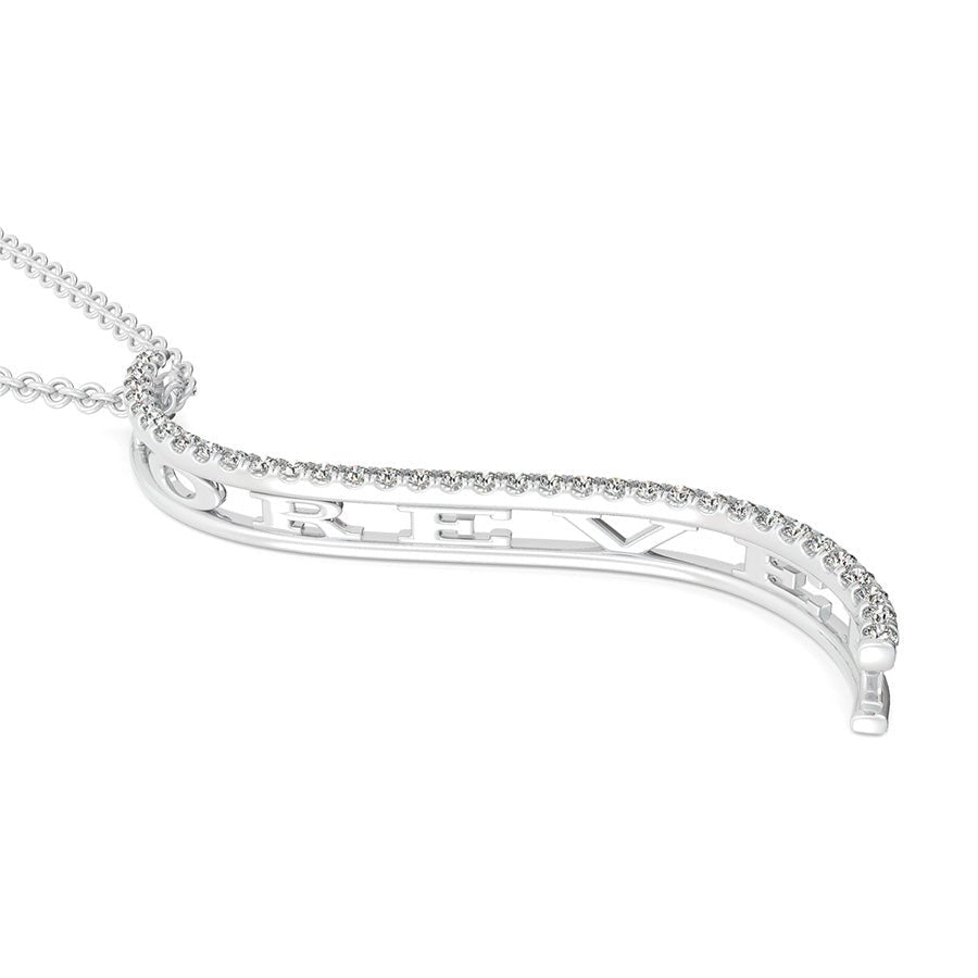 "FOREVER" S - Curved Drop Bar Pendant - Jewelry Exchange Center