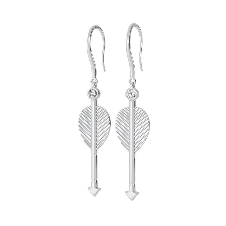 Arow Drop Earrings With Bezel Set Stone - Jewelry Exchange Center