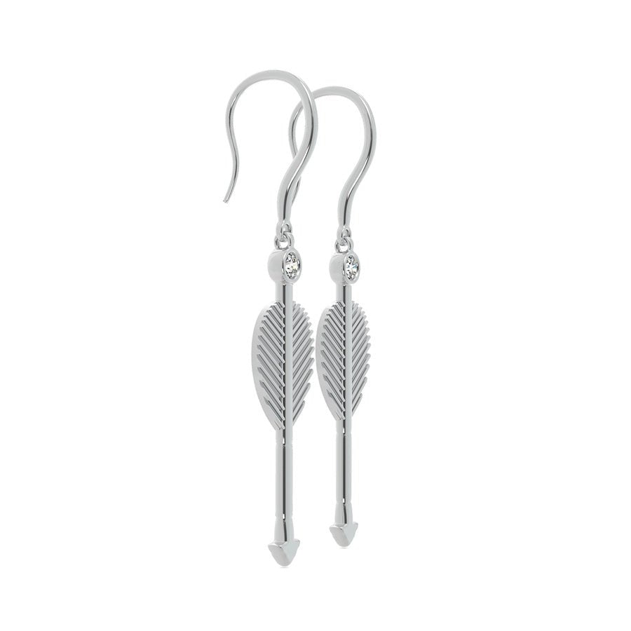 Arow Drop Earrings With Bezel Set Stone - Jewelry Exchange Center