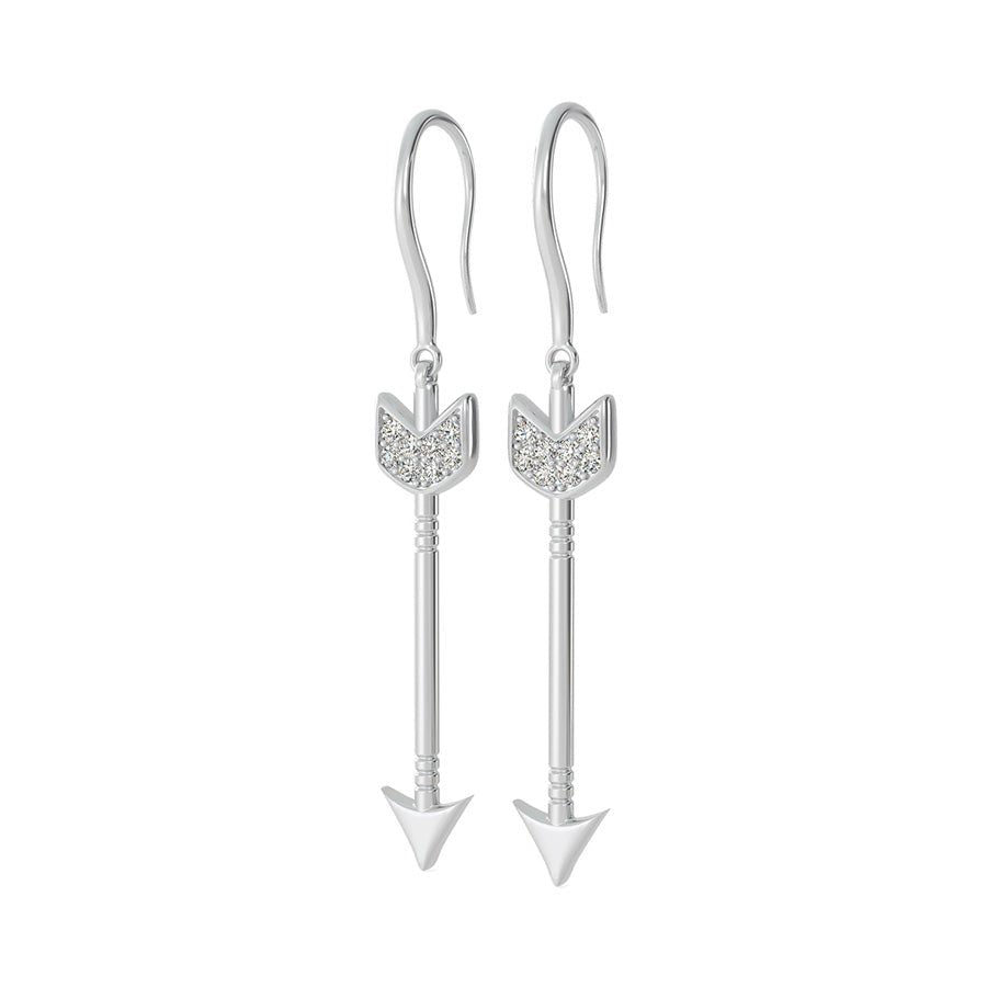 Arrow Dangling Earrings With Pave Set Stones - Jewelry Exchange Center