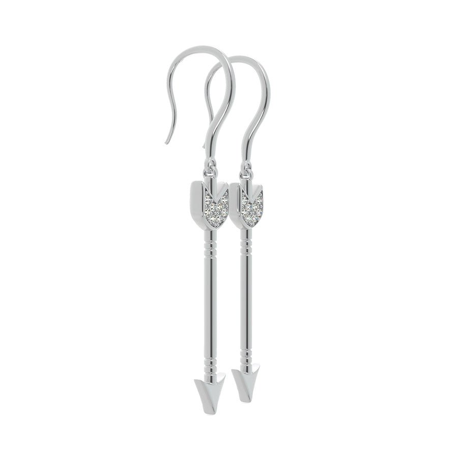 Arrow Dangling Earrings With Pave Set Stones - Jewelry Exchange Center