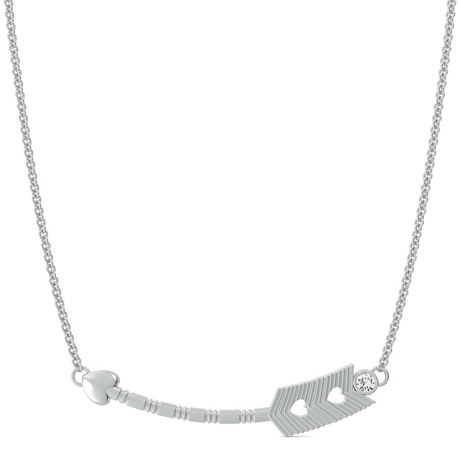 Heart Tribal Curved Arrow Pendant With Bezel Set Stone - Jewelry Exchange Center