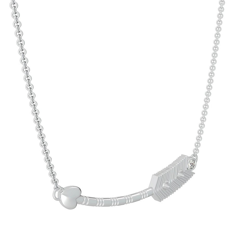Heart Tribal Curved Arrow Pendant With Bezel Set Stone - Jewelry Exchange Center