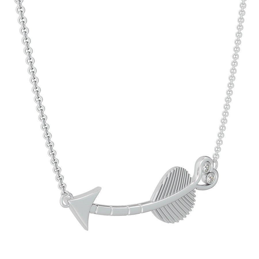 Tribal Heart Curved Arrow Pendant With Bezel Set Stones - Jewelry Exchange Center