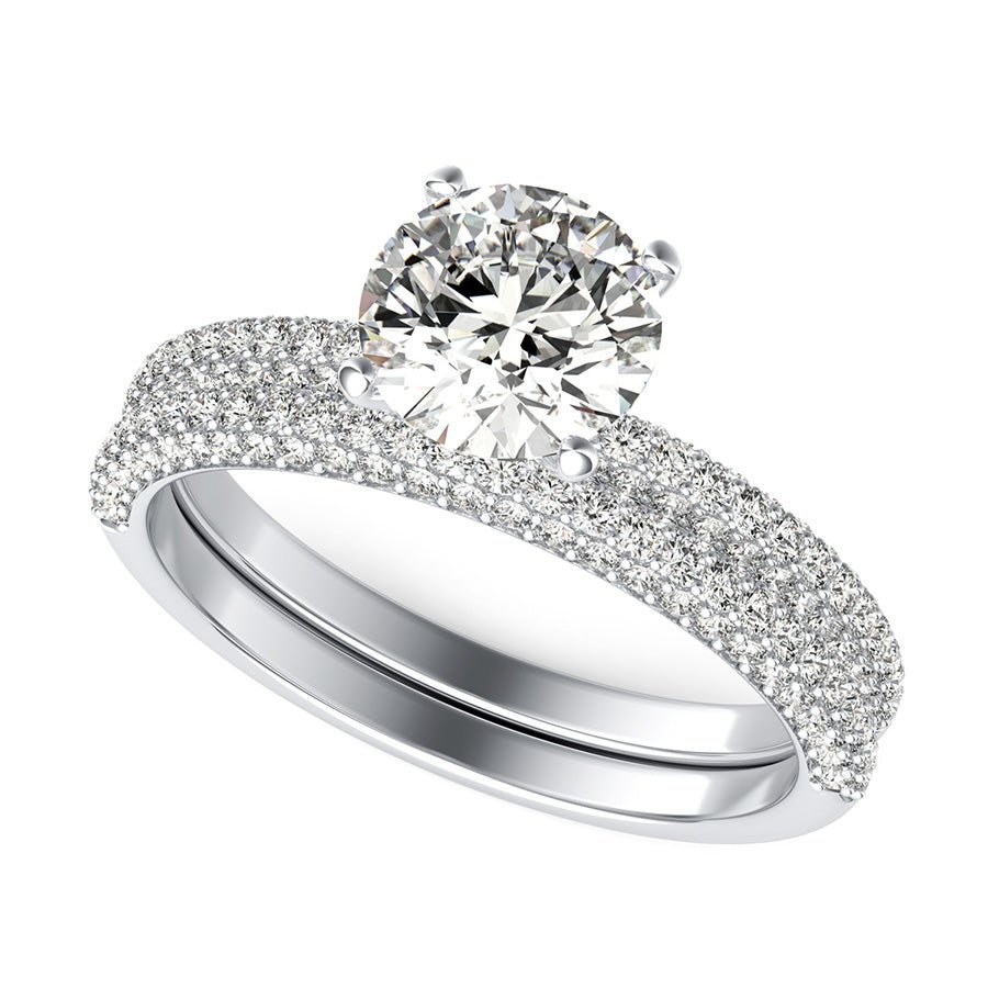Classic Micro - Pave Half Eternity Engagement Set - Jewelry Exchange Center