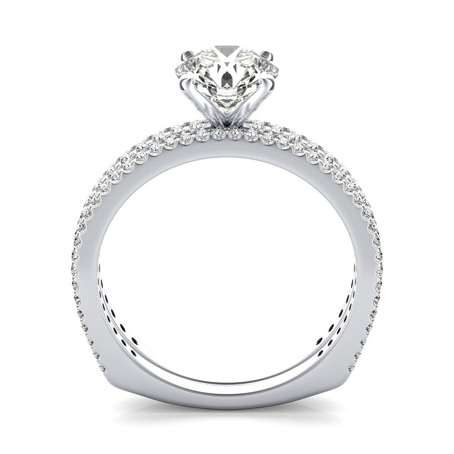 Classic Side Stone Engagement Set With Square Shank - Jewelry Exchange Center