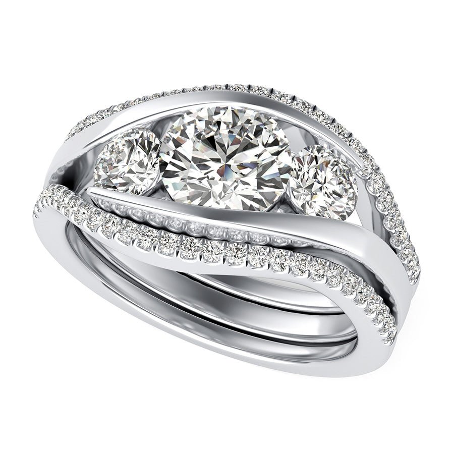 Eluna Tension Set Three Stone Engagement Ring - Jewelry Exchange Center