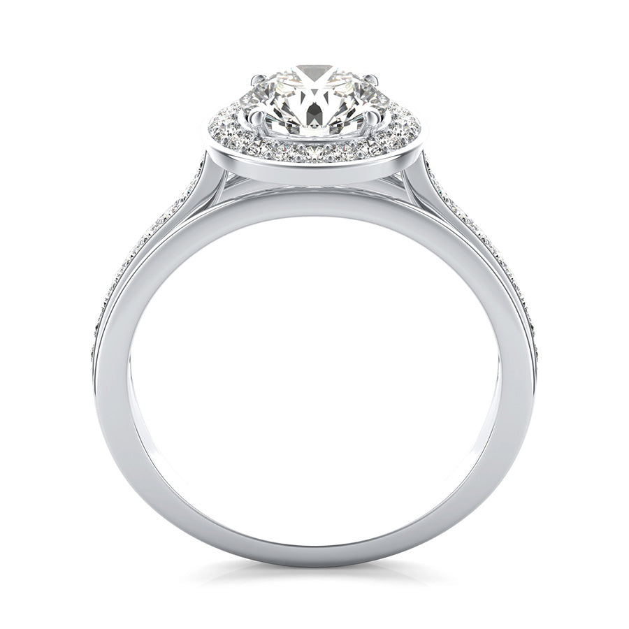 Amore Halo Engagement Ring With Pave Side Stones