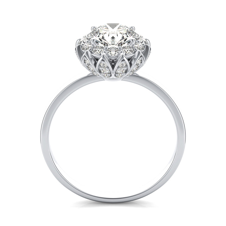 Alexa Royal Halo Engagement Ring With pave setting and Plain Band