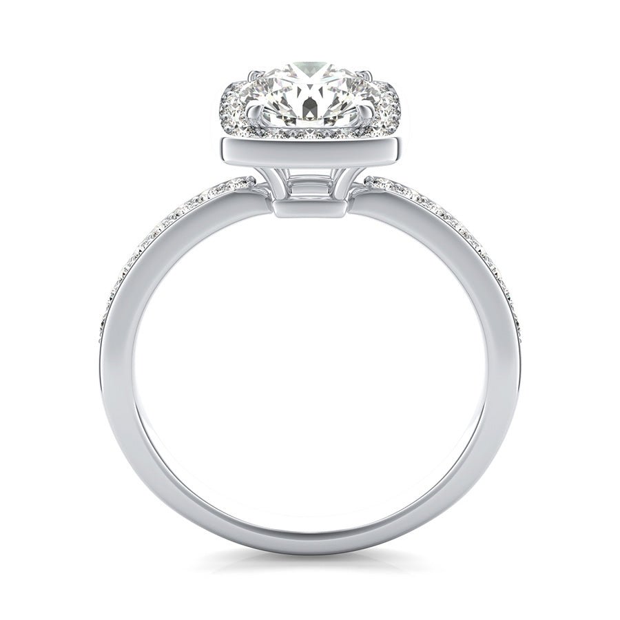 Classic Square Halo Pave Set Engagement Ring - Jewelry Exchange Center