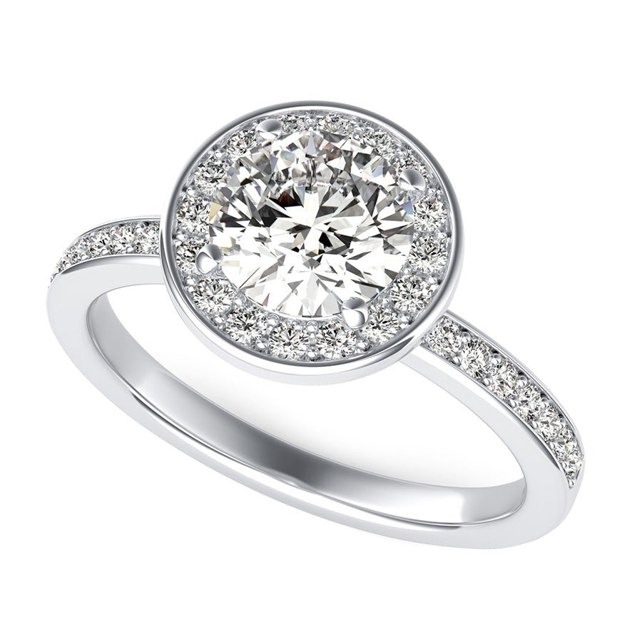 Classic Halo Pave Set Engagement Ring - Jewelry Exchange Center