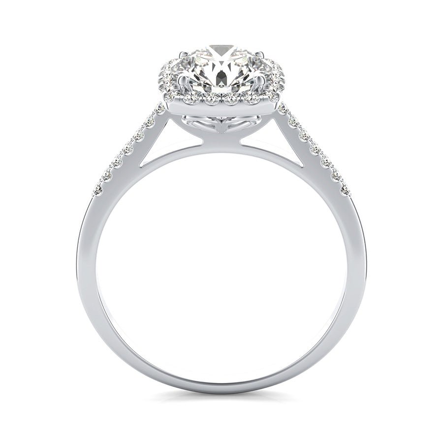 Cathedral Halo Engagement Ring With Side Stones - Jewelry Exchange Center