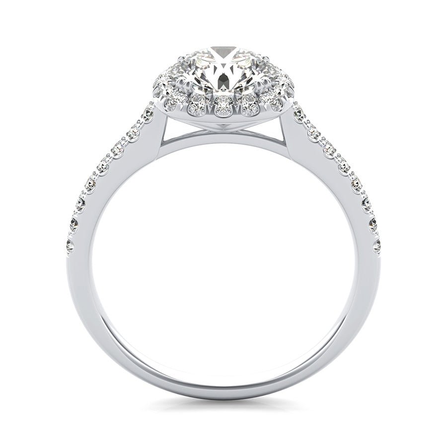 Classic Rounded Square Halo Engagement Ring With Side Stones - Jewelry Exchange Center
