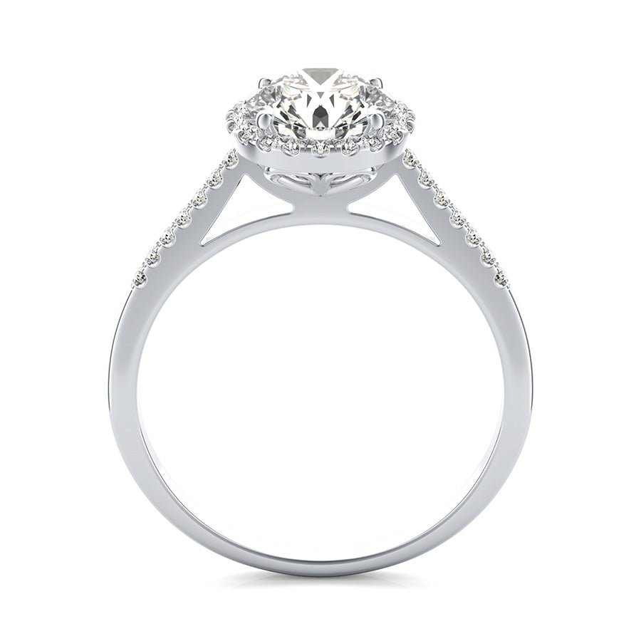 Cathedral Halo Engagement Ring With Pave Side Stones - Jewelry Exchange Center