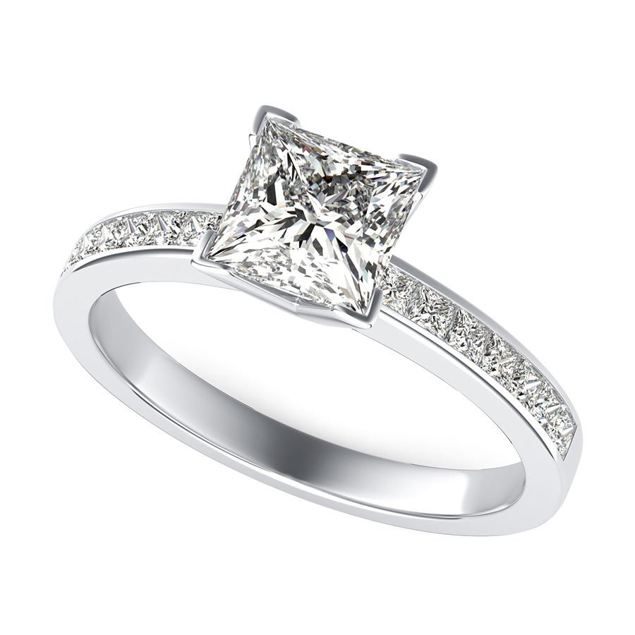 Classic Engagement Ring With Channel Set Side Stones - Jewelry Exchange Center