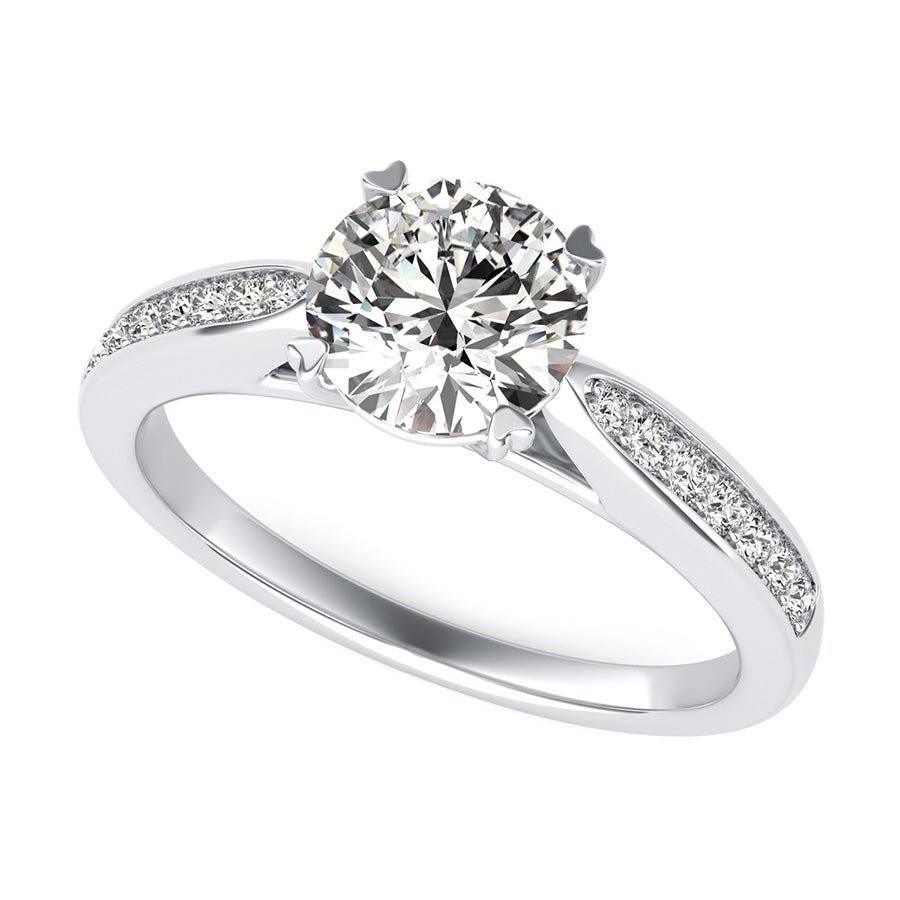 Cathedral Engagement Ring With Side Stones - Jewelry Exchange Center