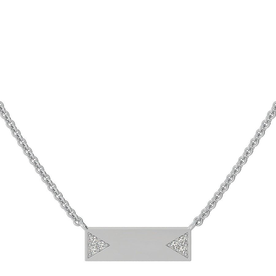 Bar Pendant With Triangle Shaped Pave Set Stones - Jewelry Exchange Center