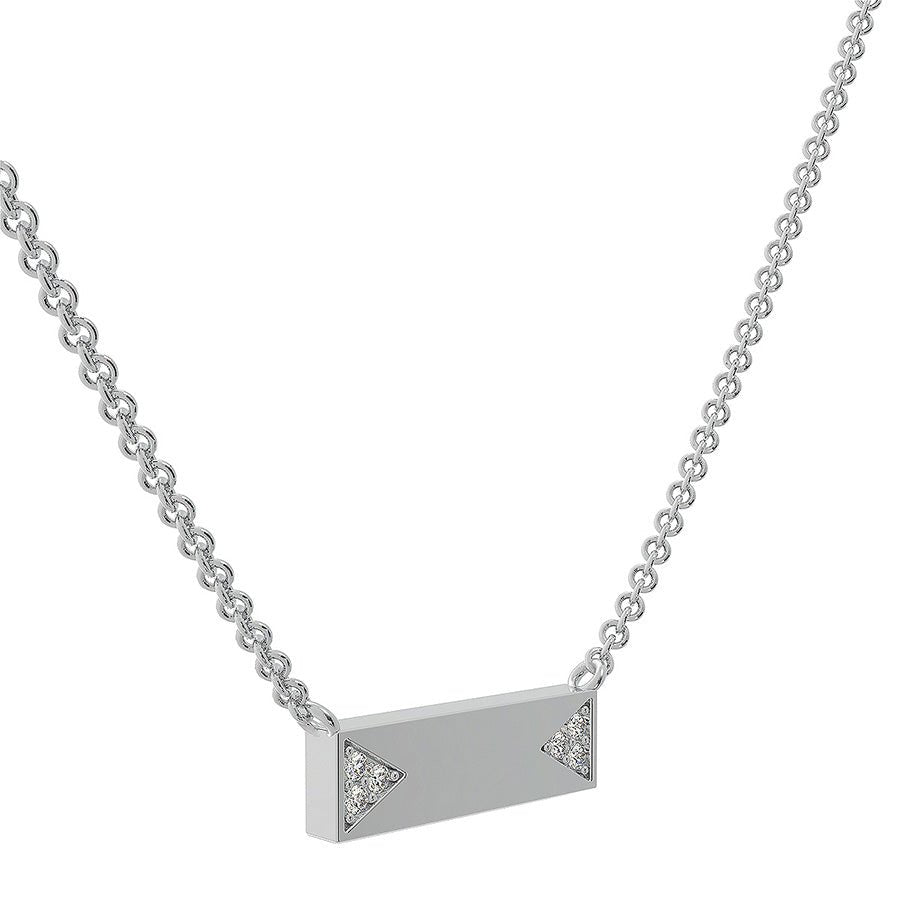 Bar Pendant With Triangle Shaped Pave Set Stones - Jewelry Exchange Center