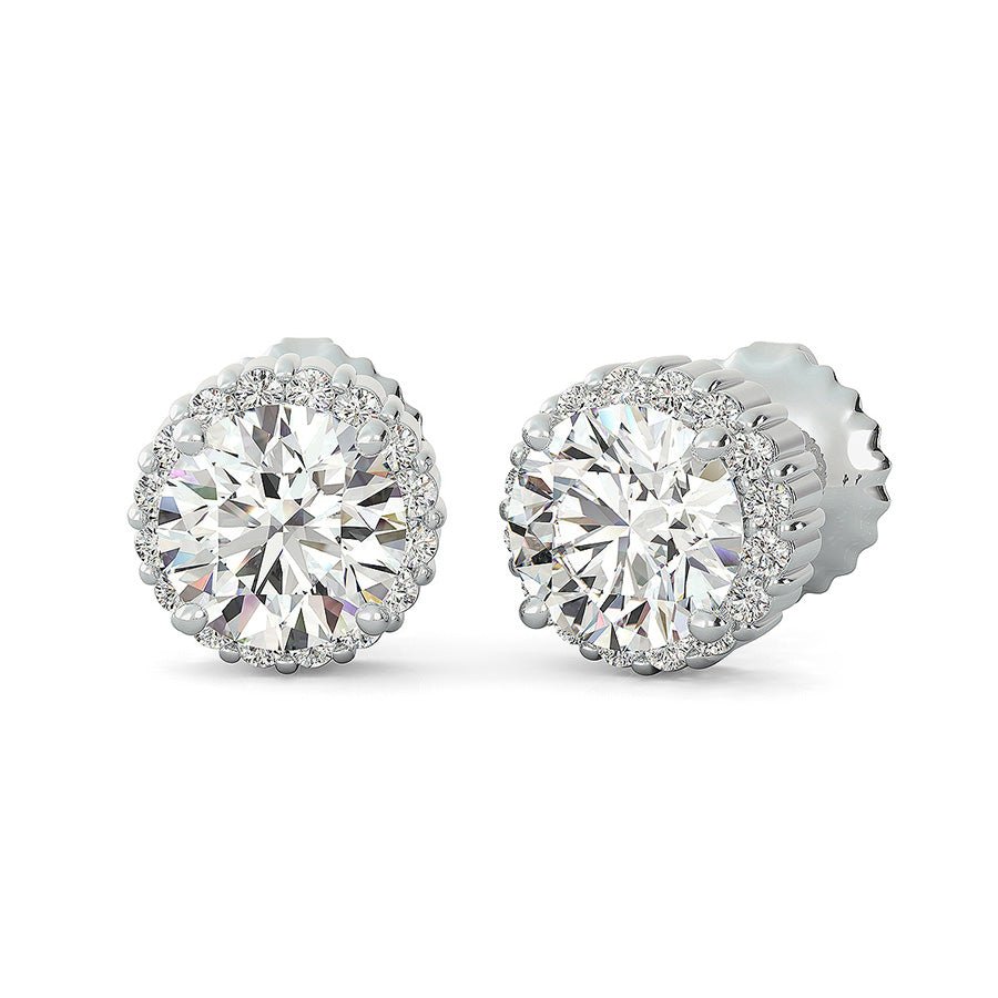 Share Prong Basket Halo Earrings - Jewelry Exchange Center