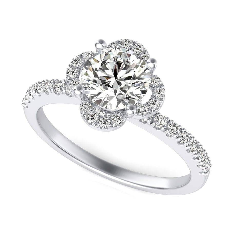 Clover Halo Engagement Ring - Jewelry Exchange Center