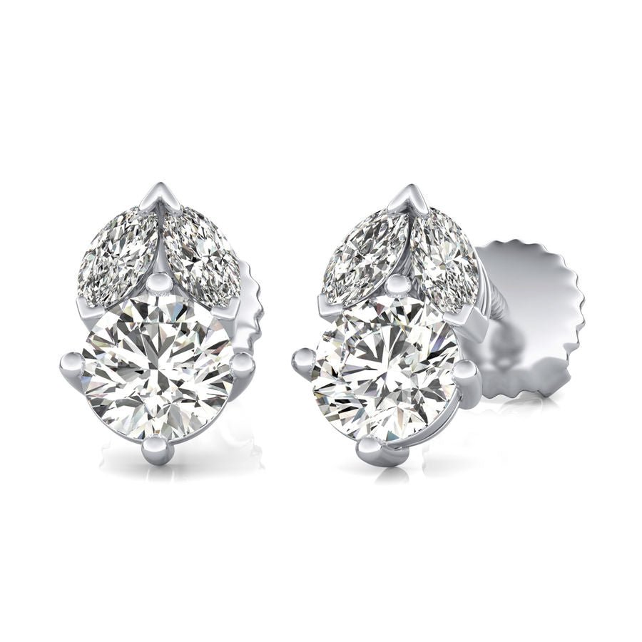 Three Stone Stud Earrings - Jewelry Exchange Center
