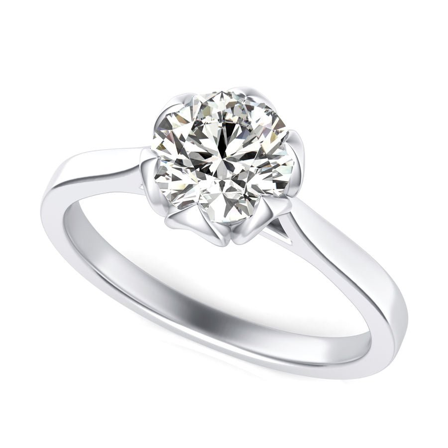 Floral Solitaire Engagement Ring - Jewelry Exchange Center