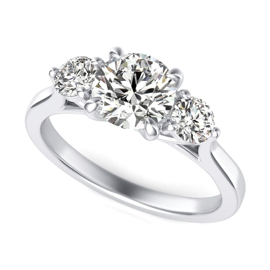 Trellis Cathedral Three Stone Engagement Ring - Jewelry Exchange Center