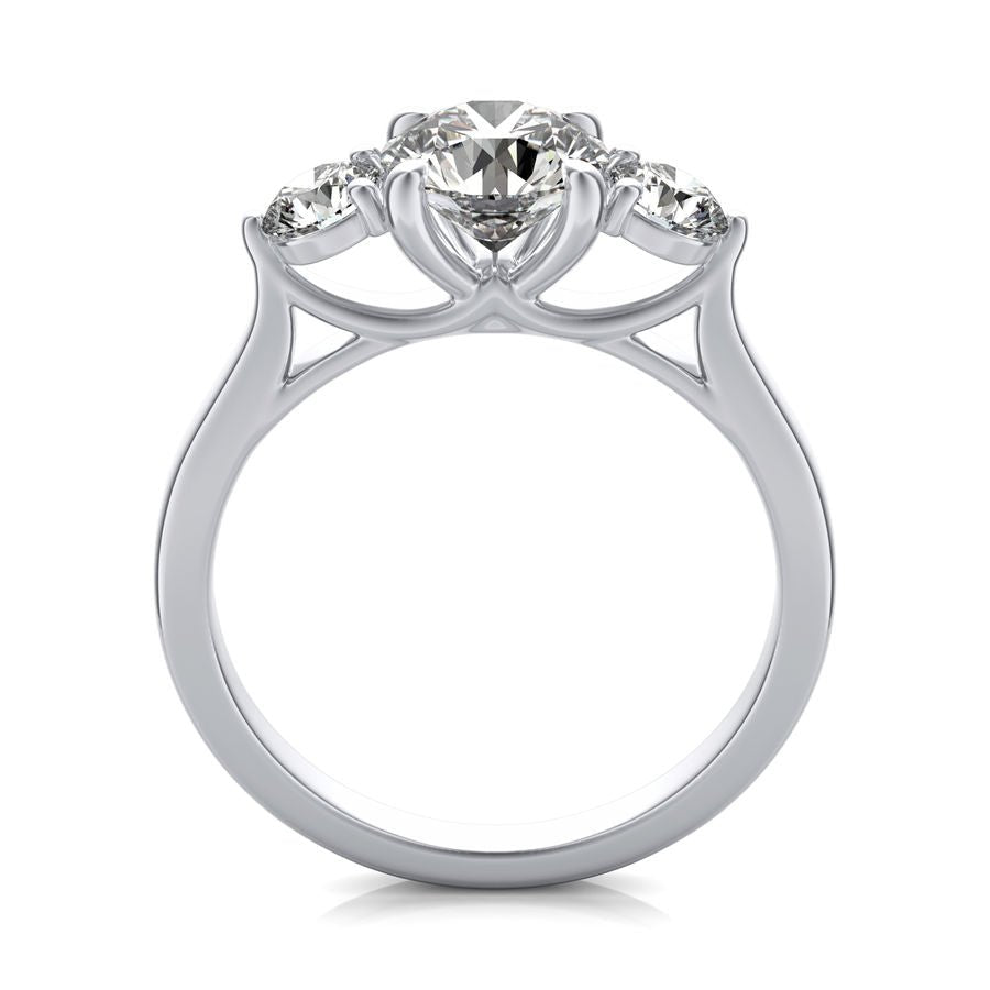 Trellis Cathedral Three Stone Engagement Ring - Jewelry Exchange Center