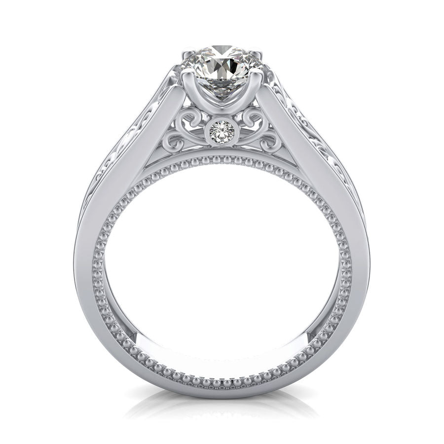 Filigree Cathedral Engagement Ring with Milgrain - Jewelry Exchange Center