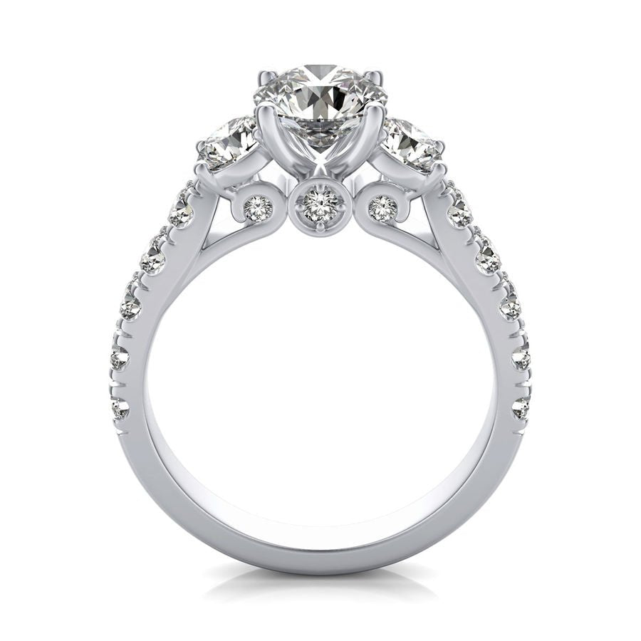 Scroll Three Stone Engagement Ring - Jewelry Exchange Center