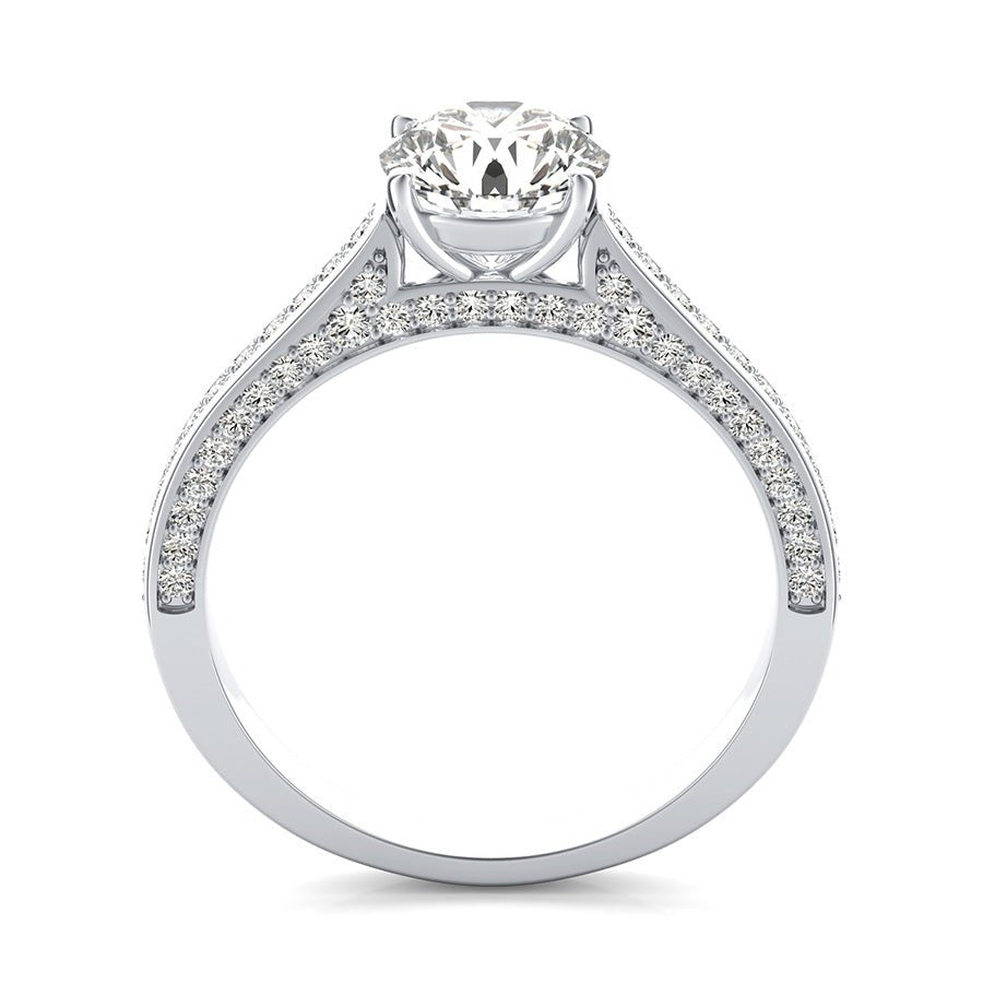 Cathedral Engagement Ring With Pave Side Stones - Jewelry Exchange Center